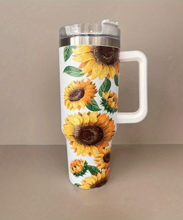 Sunflower Custom Stanley Quencher 40Oz Stainless Steel Tumbler With Handle