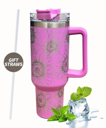 Sunflower Custom Stanley Quencher 40Oz Stainless Steel Tumbler With Handle