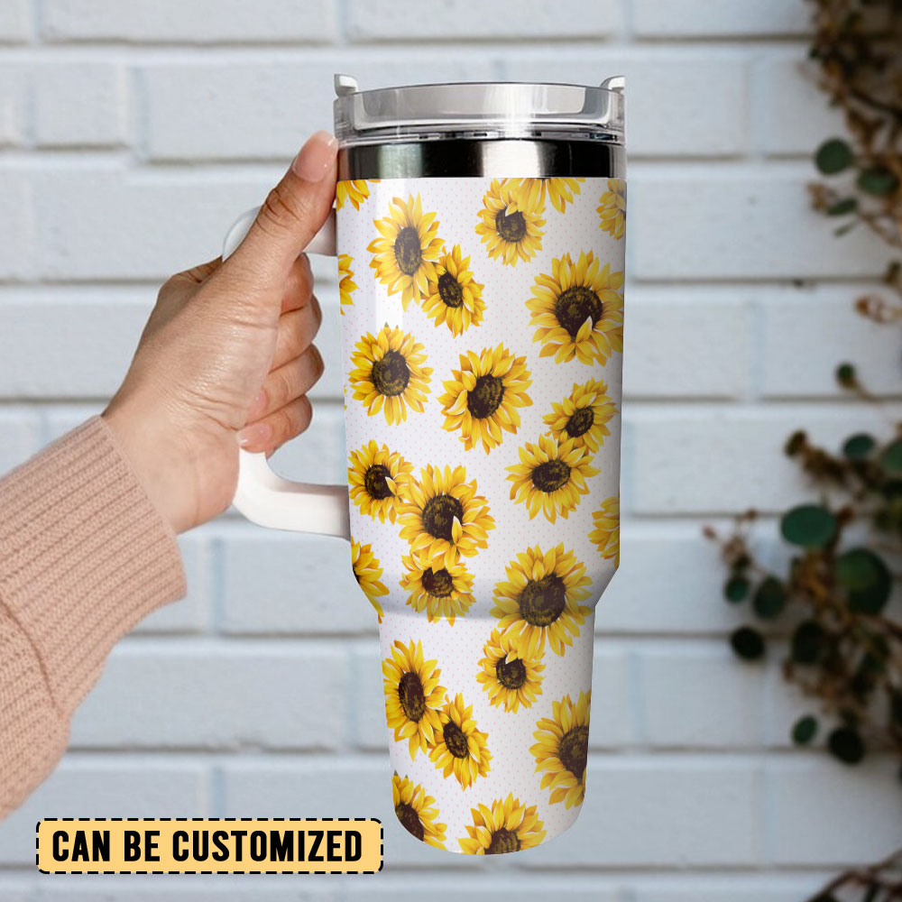 Sunflowers Custom Stanley Quencher 40Oz Stainless Steel Tumbler With Handle - Image 3