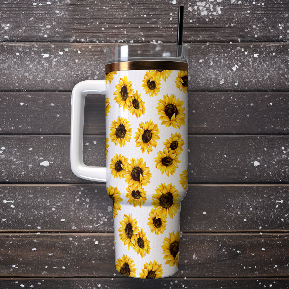 Sunflowers Custom Stanley Quencher 40Oz Stainless Steel Tumbler With Handle - Image 2