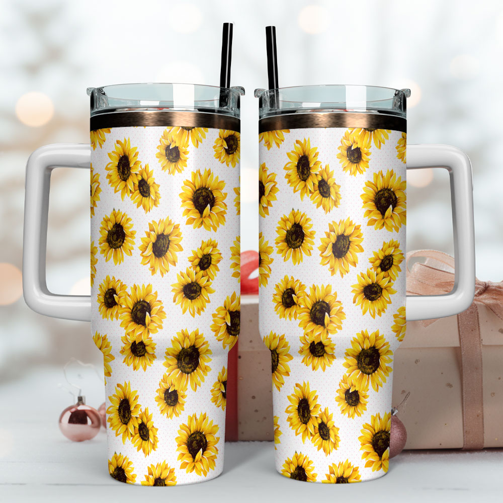 Sunflowers Custom Stanley Quencher 40Oz Stainless Steel Tumbler With Handle - Image 4