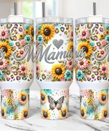 Sunflowers Mama Custom Stanley Quencher 40Oz Stainless Steel Tumbler