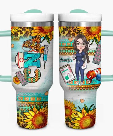 Sunny Nurse Custom Stanley Quencher 40Oz Stainless Steel Tumbler With Handle