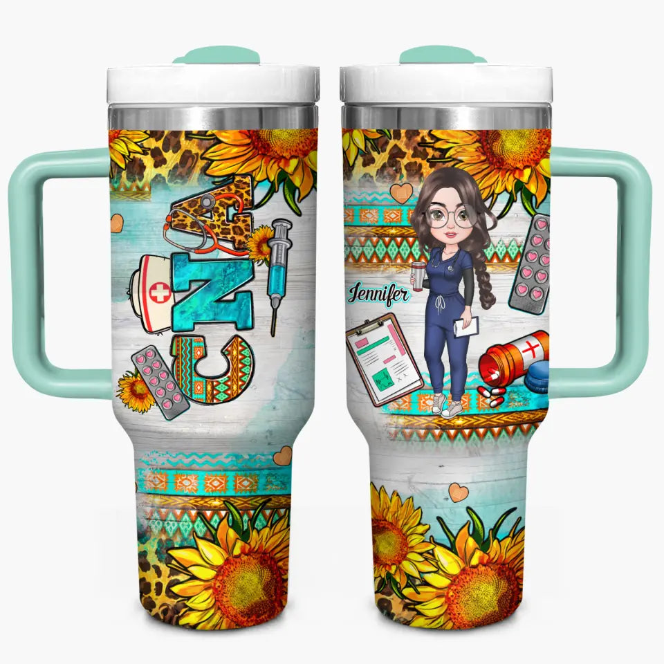 Sunny Nurse Custom Stanley Quencher 40Oz Stainless Steel Tumbler With Handle