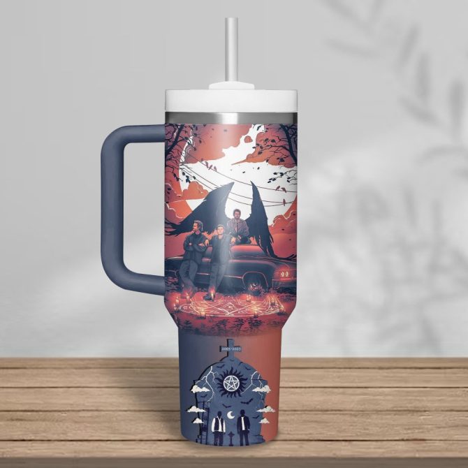 Supernatural Tv Series Custom Stanley Quencher 40Oz Stainless Steel Tumbler With Handle - Image 2