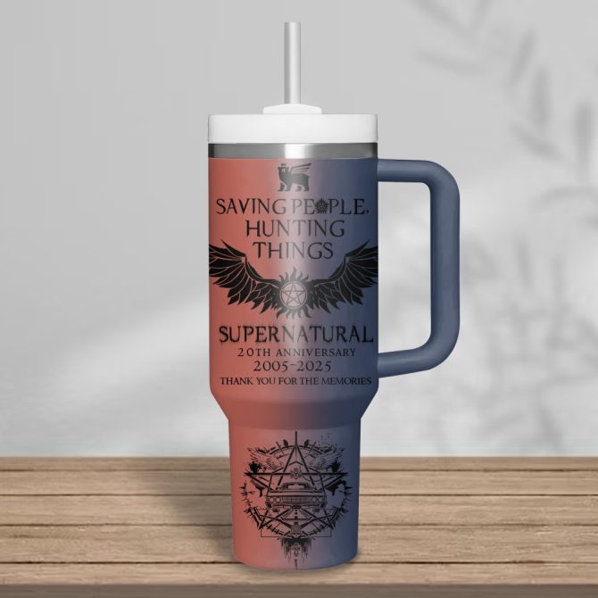 Supernatural Tv Series Custom Stanley Quencher 40Oz Stainless Steel Tumbler With Handle - Image 3