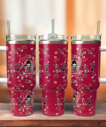 Tampa Bay Buccaneers Nfl Custom Stanley Quencher 40Oz Stainless Steel Tumbler With Handle