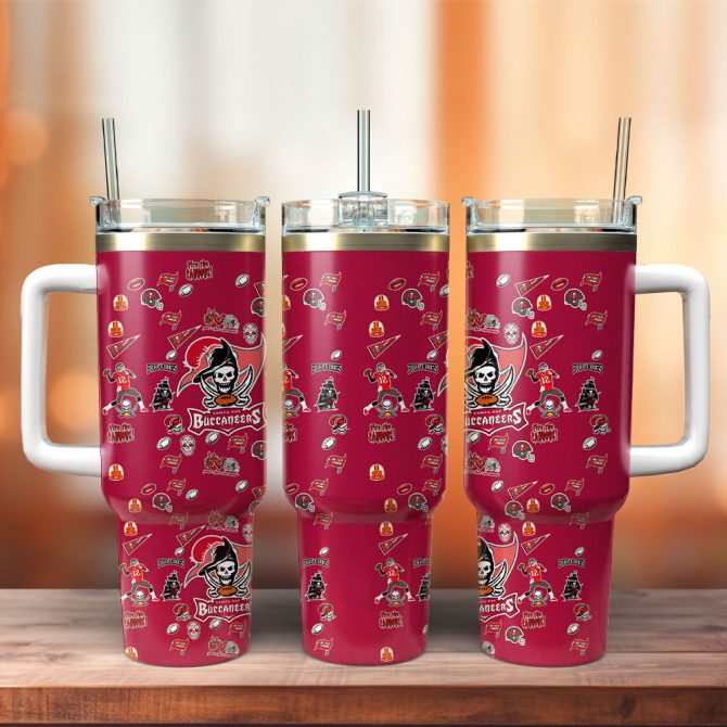 Tampa Bay Buccaneers Nfl Custom Stanley Quencher 40Oz Stainless Steel Tumbler With Handle