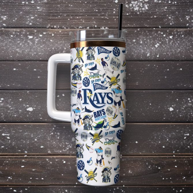 Tampa Bay Rays Mlb Sports Custom Stanley Quencher 40Oz Stainless Steel Tumbler With Handle - Image 2