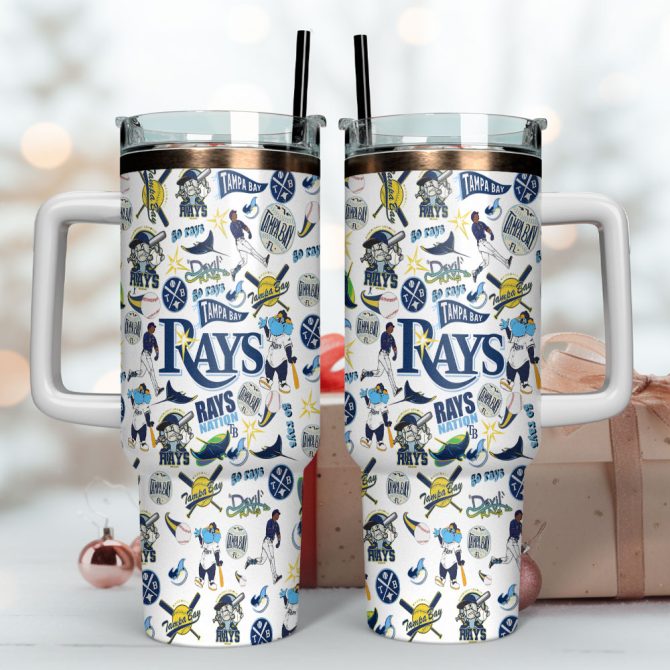Tampa Bay Rays Mlb Sports Custom Stanley Quencher 40Oz Stainless Steel Tumbler With Handle - Image 4