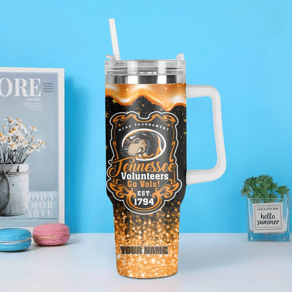 Tennessee Volunteers Baseball Ncaa Custom Stanley Quencher 40Oz Stainless Steel Tumbler With Handle - Image 2