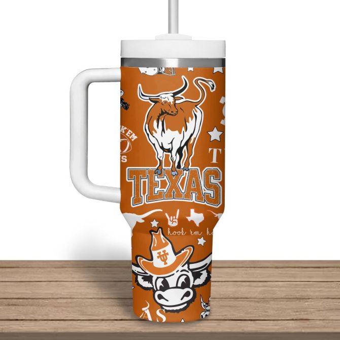 Texas Longhorns Ncaa Custom Stanley Quencher 40Oz Stainless Steel Tumbler With Handle - Image 2