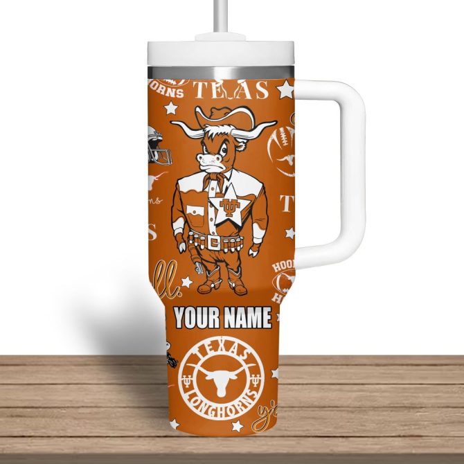 Texas Longhorns Ncaa Custom Stanley Quencher 40Oz Stainless Steel Tumbler With Handle - Image 3