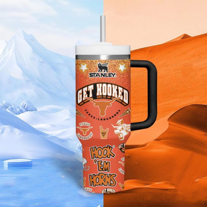 Texas Longhorns Ncaa Sports Custom Stanley Quencher 40Oz Stainless Steel Tumbler With Handle - Image 5
