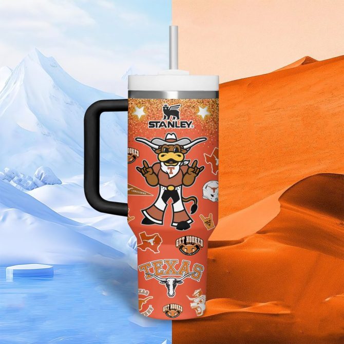 Texas Longhorns Ncaa Sports Custom Stanley Quencher 40Oz Stainless Steel Tumbler With Handle - Image 4