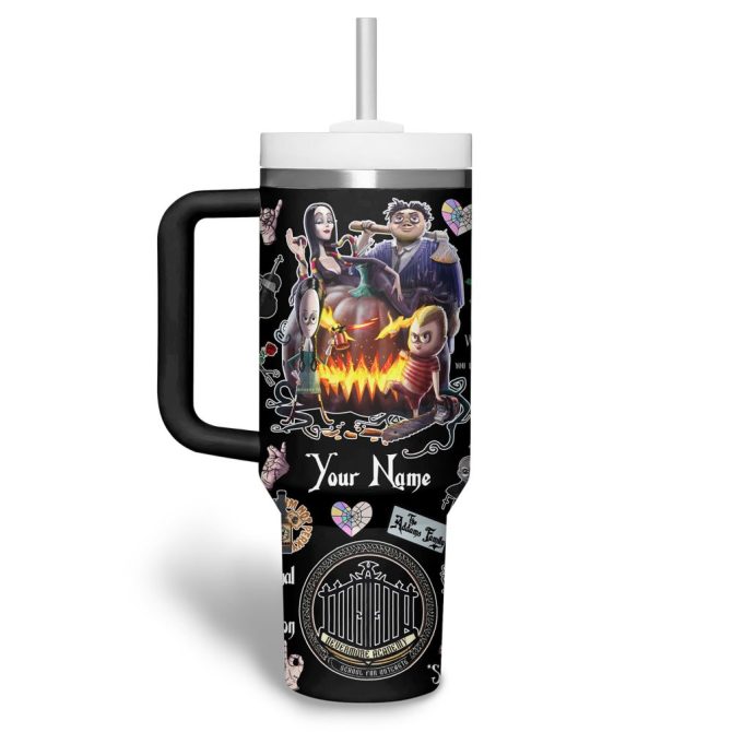 The Addams Family Movies Custom Stanley Quencher 40Oz Stainless Steel Tumbler With Handle - Image 2