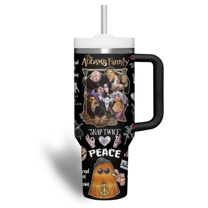 The Addams Family Movies Custom Stanley Quencher 40Oz Stainless Steel Tumbler With Handle - Image 3
