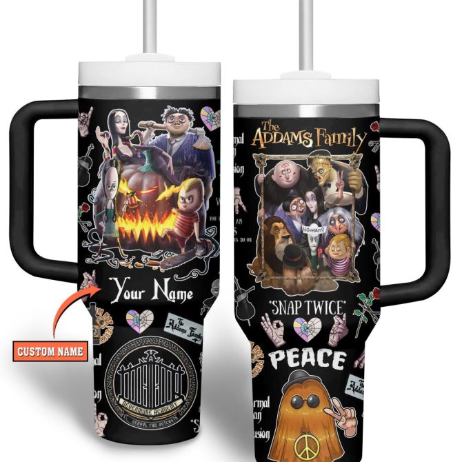 The Addams Family Movies Custom Stanley Quencher 40Oz Stainless Steel Tumbler With Handle
