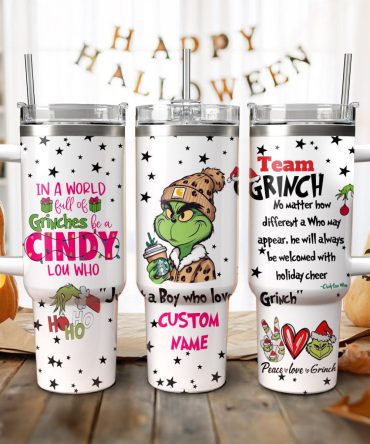 The Boy Grinch Movies Christmas Custom Stanley Quencher 40Oz Stainless Steel Tumbler With Handle