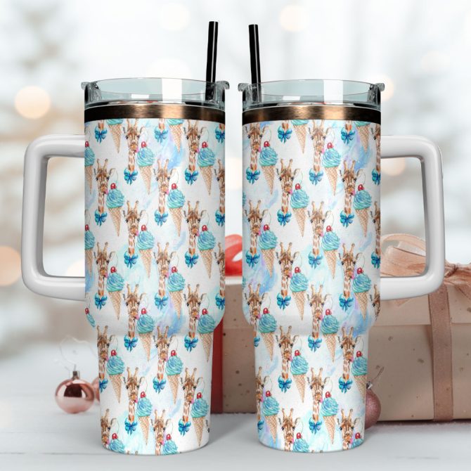 The Funny Giraffe Custom Stanley Quencher 40Oz Stainless Steel Tumbler With Handle - Image 4