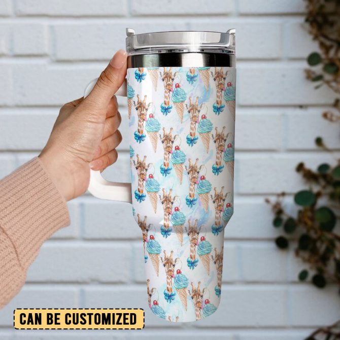 The Funny Giraffe Custom Stanley Quencher 40Oz Stainless Steel Tumbler With Handle - Image 3