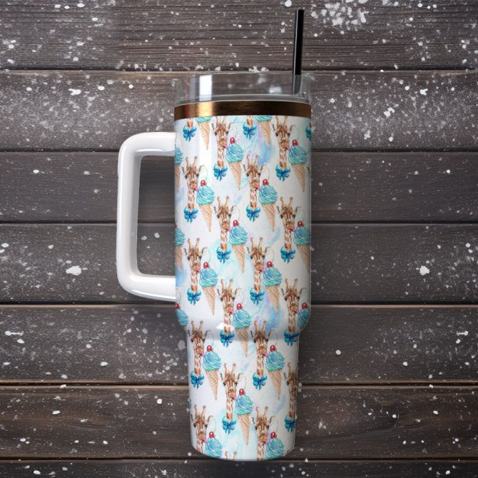The Funny Giraffe Custom Stanley Quencher 40Oz Stainless Steel Tumbler With Handle - Image 2