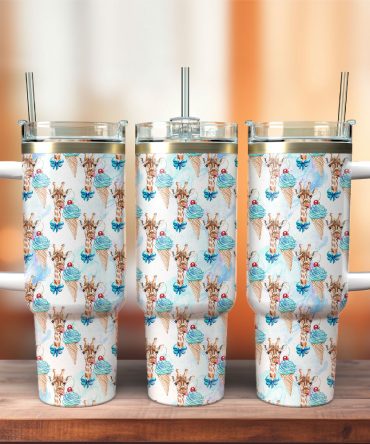The Funny Giraffe Custom Stanley Quencher 40Oz Stainless Steel Tumbler With Handle