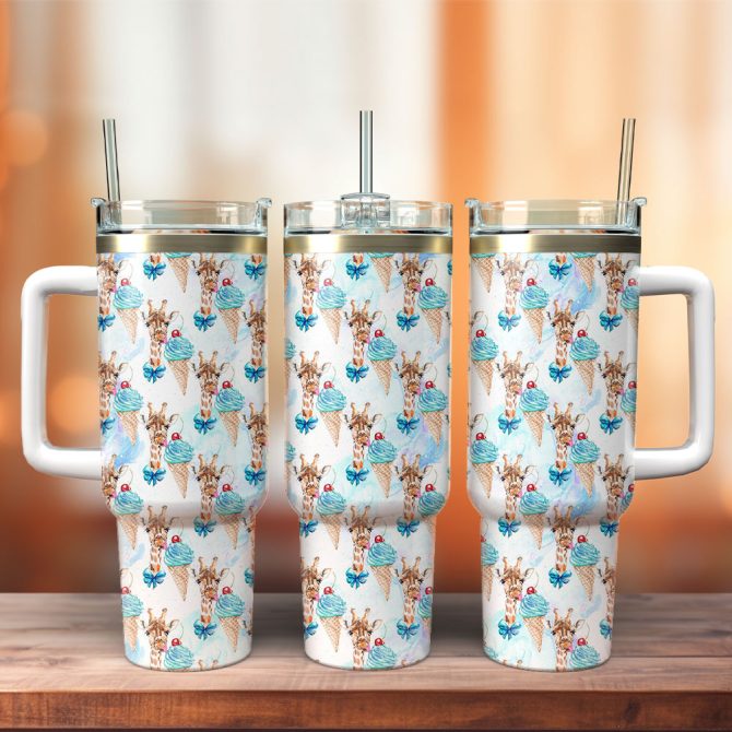 The Funny Giraffe Custom Stanley Quencher 40Oz Stainless Steel Tumbler With Handle