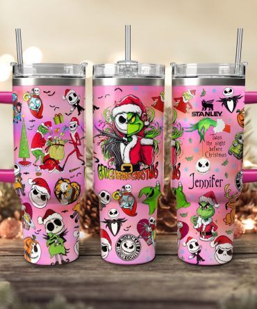 The Grinch And Friend Movies Christmas Custom Stanley Quencher 40Oz Stainless Steel Tumbler With Handle