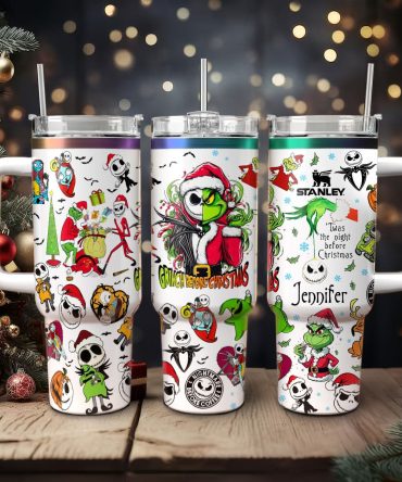 The Grinch And Friend Movies Christmas Custom Stanley Quencher 40Oz Stainless Steel Tumbler With Handle
