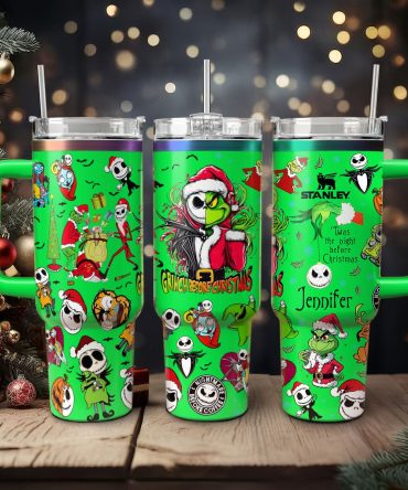 The Grinch And Friend Movies Christmas Custom Stanley Quencher 40Oz Stainless Steel Tumbler With Handle