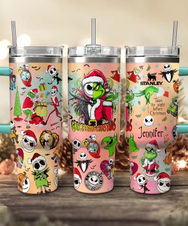 The Grinch And Friend Movies Christmas Custom Stanley Quencher 40Oz Stainless Steel Tumbler With Handle