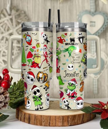 The Grinch And Friend Movies Christmas Custom Stanley Quencher 40Oz Stainless Steel Tumbler With Handle