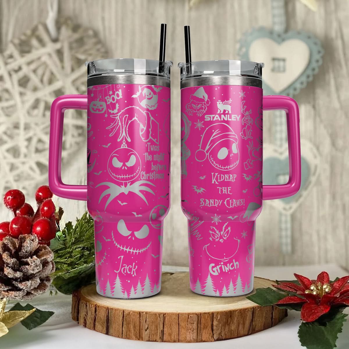 The Grinch And Friend Movies Custom Stanley Quencher 40Oz Stainless Steel Tumbler With Handle