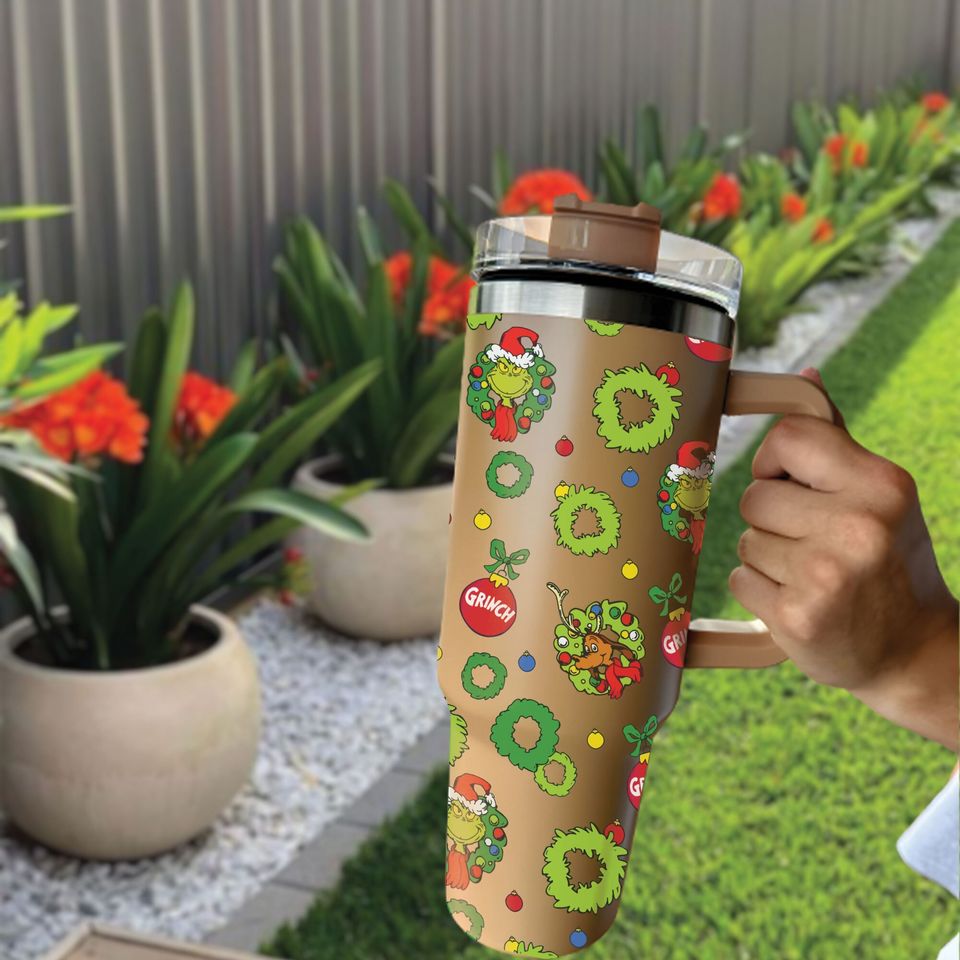 The Grinch Cartoon Custom Stanley Quencher 40Oz Stainless Steel Tumbler