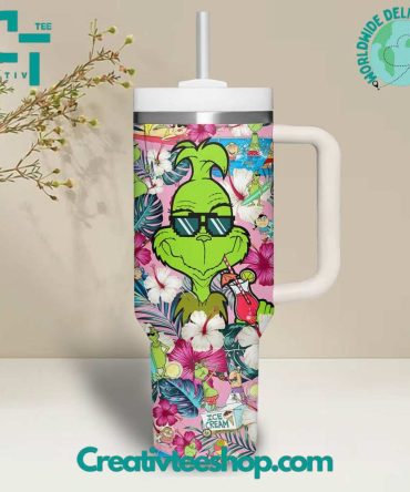 The Grinch Cartoon Custom Stanley Quencher 40Oz Stainless Steel Tumbler With Handle