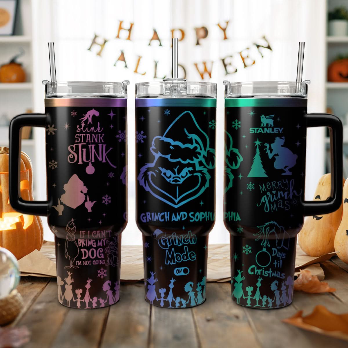The Grinch Movies Christmas Custom Stanley Quencher 40Oz Stainless Steel Tumbler With Handle