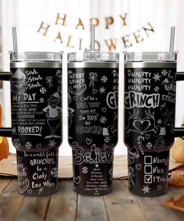 The Grinch Movies Christmas Custom Stanley Quencher 40Oz Stainless Steel Tumbler With Handle