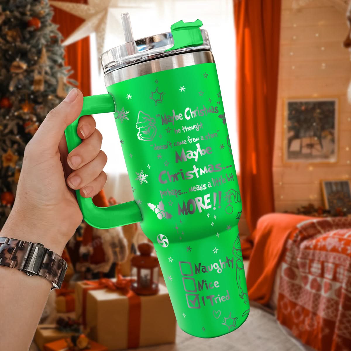 The Grinch Movies Christmas Custom Stanley Quencher 40Oz Stainless Steel Tumbler With Handle