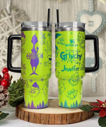 The Grinch Movies Christmas Custom Stanley Quencher 40Oz Stainless Steel Tumbler With Handle