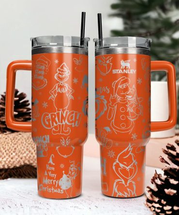 The Grinch Movies Christmas Custom Stanley Quencher 40Oz Stainless Steel Tumbler With Handle