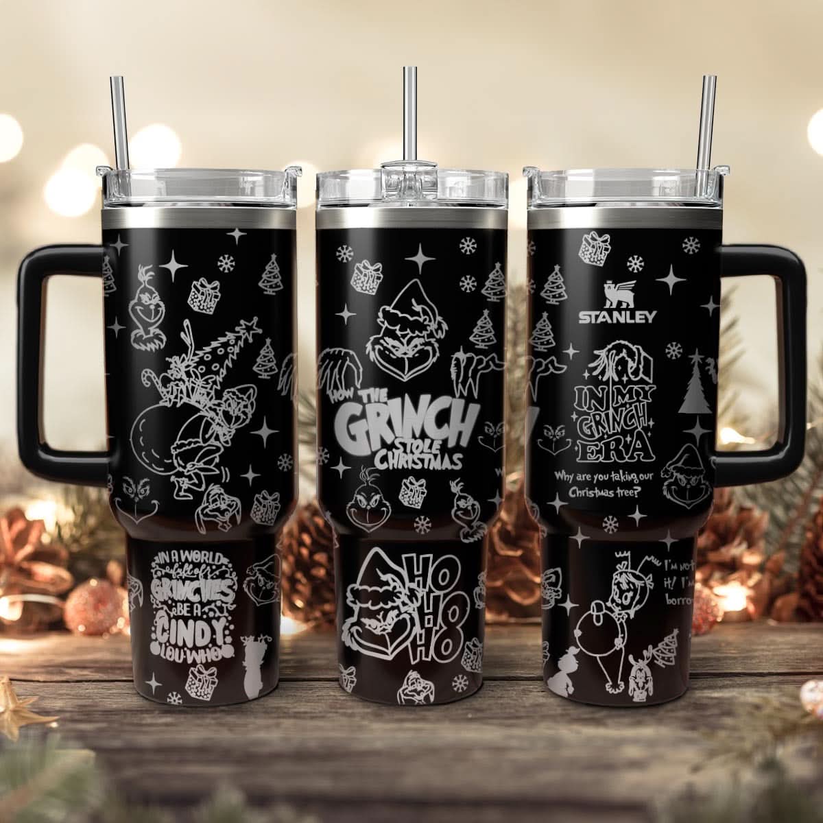 The Grinch Movies Christmas Custom Stanley Quencher 40Oz Stainless Steel Tumbler With Handle