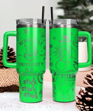 The Grinch Movies Christmas Custom Stanley Quencher 40Oz Stainless Steel Tumbler With Handle