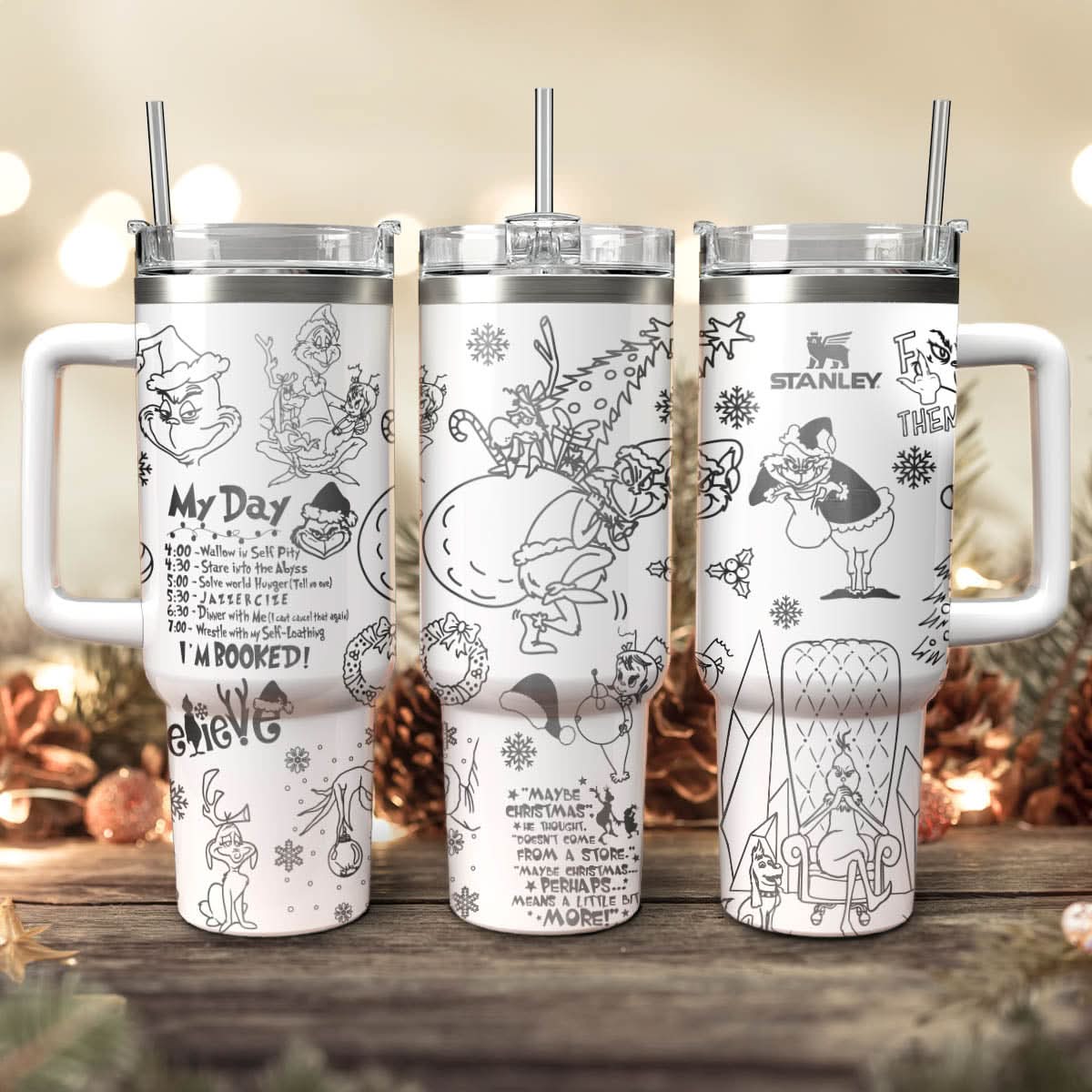 The Grinch Movies Christmas Custom Stanley Quencher 40Oz Stainless Steel Tumbler With Handle