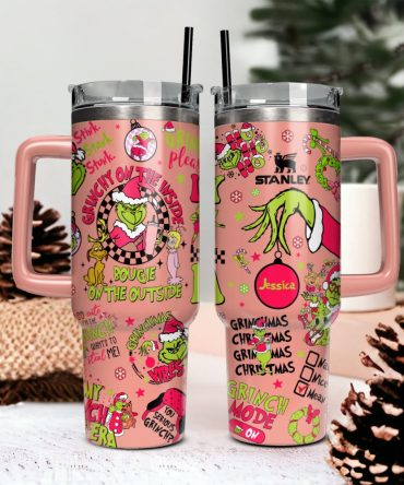 The Grinch Movies Christmas Custom Stanley Quencher 40Oz Stainless Steel Tumbler With Handle