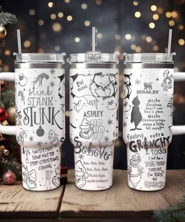 The Grinch Movies Christmas Custom Stanley Quencher 40Oz Stainless Steel Tumbler With Handle