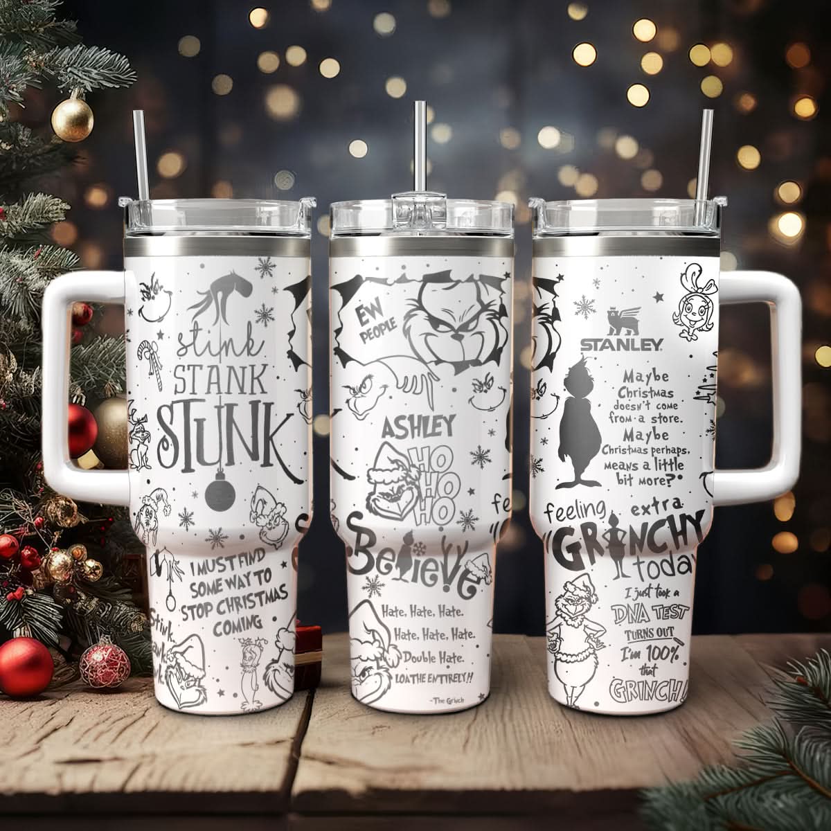 The Grinch Movies Christmas Custom Stanley Quencher 40Oz Stainless Steel Tumbler With Handle