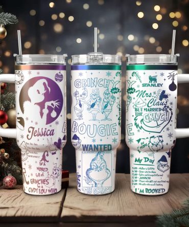 The Grinch Movies Christmas Custom Stanley Quencher 40Oz Stainless Steel Tumbler With Handle