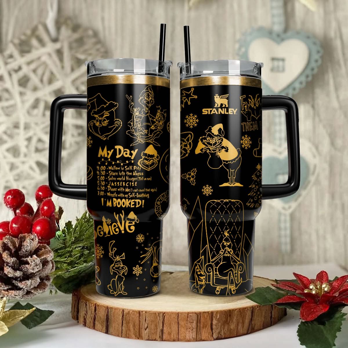The Grinch Movies Christmas Custom Stanley Quencher 40Oz Stainless Steel Tumbler With Handle
