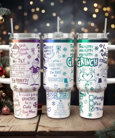 The Grinch Movies Christmas Custom Stanley Quencher 40Oz Stainless Steel Tumbler With Handle